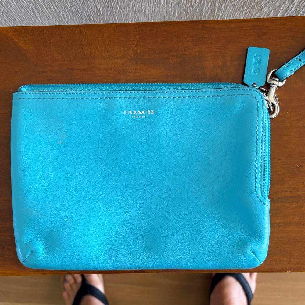 Coach Turquoise Leather Wristlet